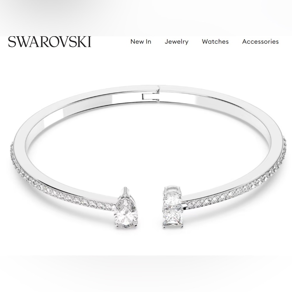 Swarovski Mesmera cuff, mixed cuts, rhodium plated bangle bracelet